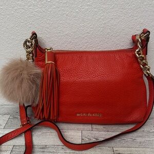 Michael Kors Weston Leather Crossbody Bag & Fur Pom Bag Charm